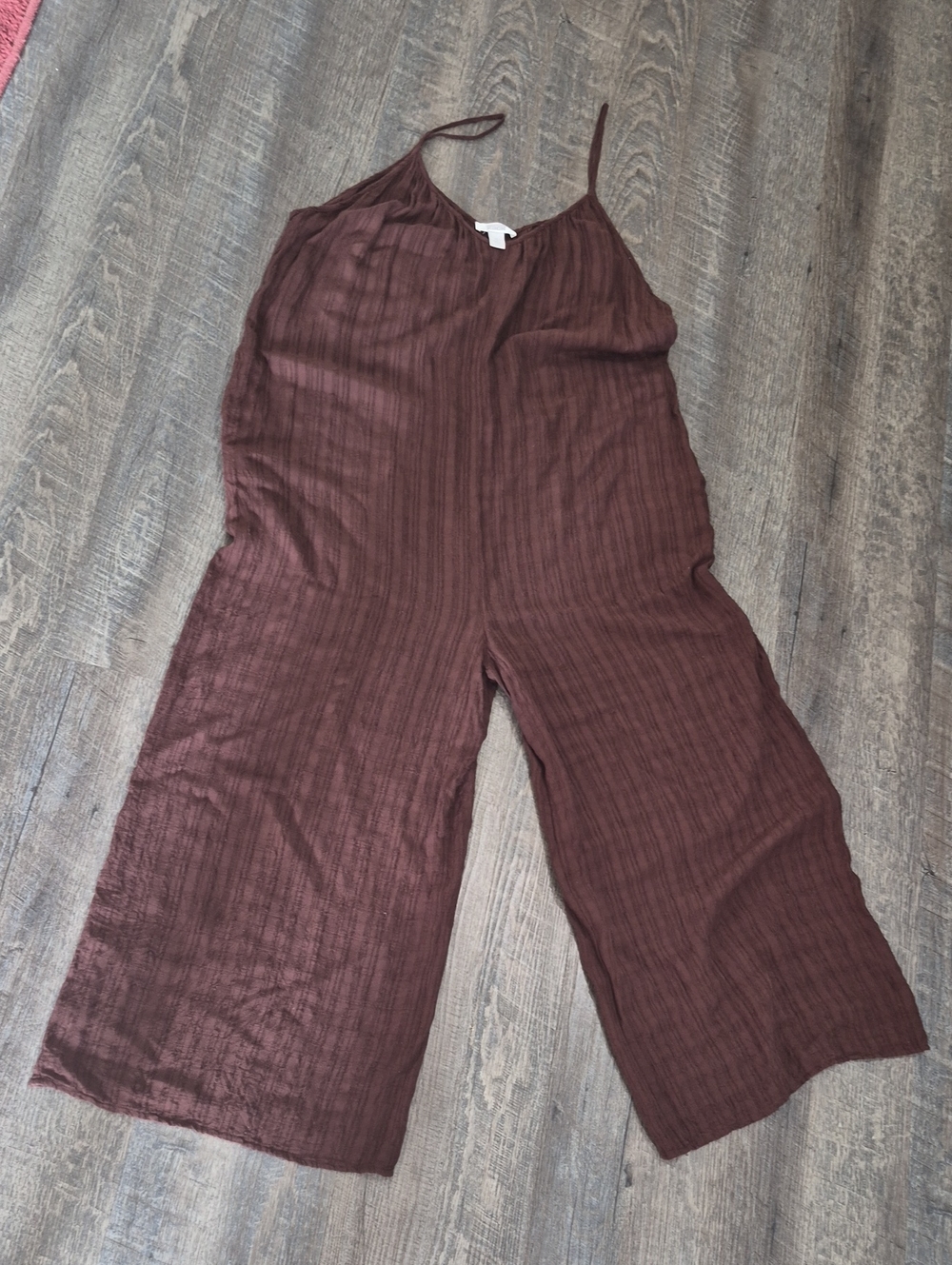 Nordstrom Brown Ribbed Wide-Leg Sleeveless Jumpsuit